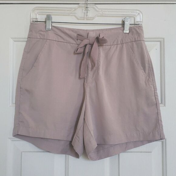 🔴 MAX JEANS Flat Front Shorts Drawstring Waist Pockets Neutral Gray Brown Mauve - Picture 1 of 9